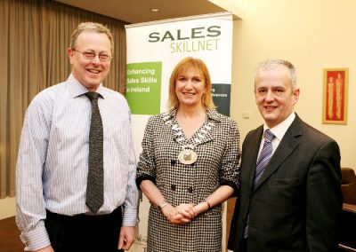 At the Clarion Hotel for the Sales Institute of Ireland Cork Area Business Breakfast were L to R., Guest Speaker, Walter Bradley, Partner Dale Carnegie Ireland, Eleanor O'Kelly Lynch, Golden Apple Training and Chairperson SII and Hugh Griffin, AIB and Vice Chairperson SII. Picture, Tony O'Connell Photography.