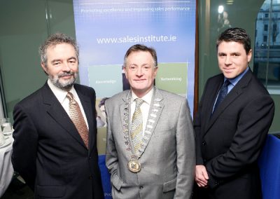 At the Sales Institute of Ireland Business Breakfast at the KBC Bank. L to R., Austin Hughes, Chief Economist KBC Bank ( Guest Speaker ), Aidan Mc Carthy, Chairperson SII and Sean Michael Collins, Hub Manager, KBC Bank. Picture, Tony O'Connell Photography.